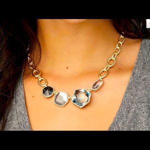 Natalia Silver Statement Necklace / Charcoal Gray